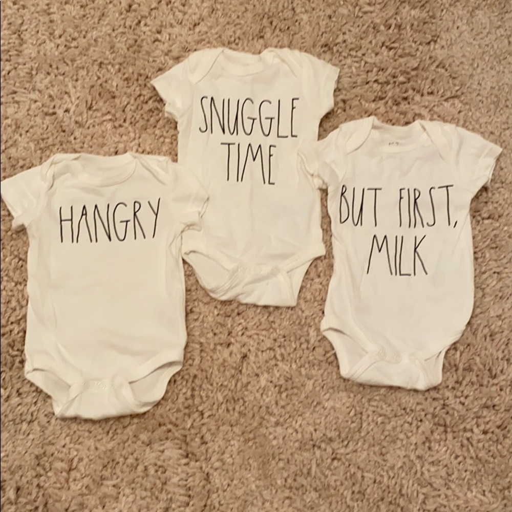 Set of 3 Rae Dunn Onesies 0-3 Months